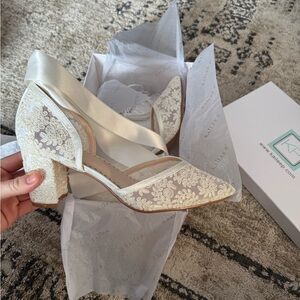 KATIE Ivory Lace Block Heels